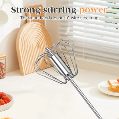 Easy Press Rotary Whisk – Stainless Steel Egg Beater for Everyday Cooking