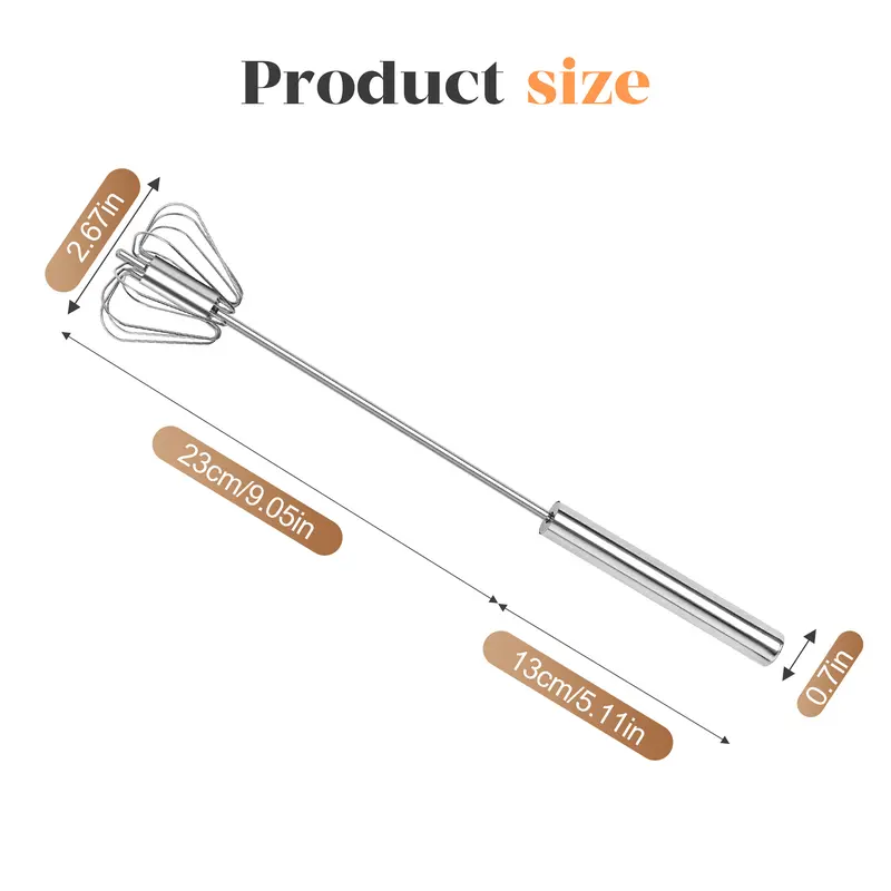 Easy Press Rotary Whisk – Stainless Steel Egg Beater for Everyday Cooking