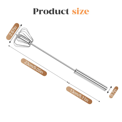 Easy Press Rotary Whisk – Stainless Steel Egg Beater for Everyday Cooking